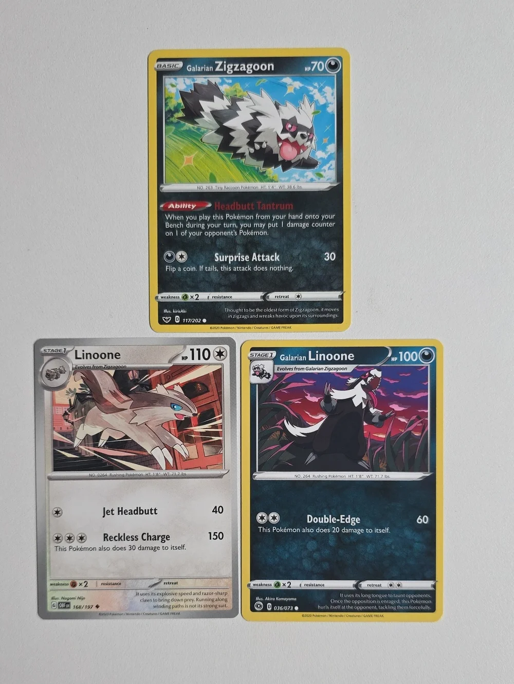 Pokemon Galarian Linoone And Zigzagoon Card